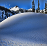 Deep snow drifts at Lassen Volcanic National Park.